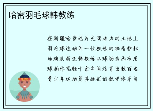 哈密羽毛球韩教练